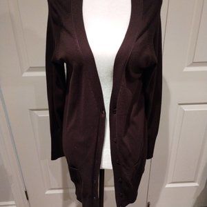 Long Brown Buttoned Cardigan by Joseph A MEDIUM  V-Neck  NEW!!